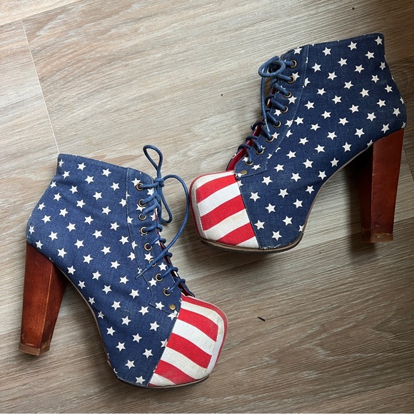 Jeffrey Campbell Stars & Stripes Lita Boots – Size 8.5 - Picture 1 of 9